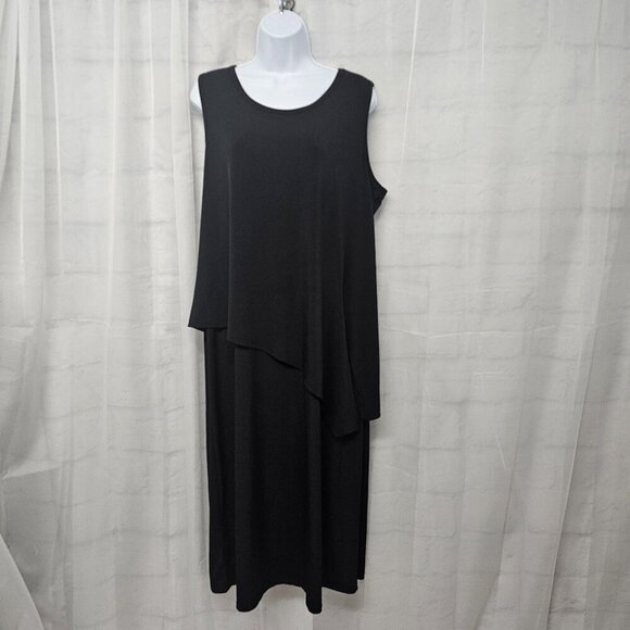 Tribal Black Sleeveless Midi Dress Layered Goth Minimalist XL - Picture 12 of 12